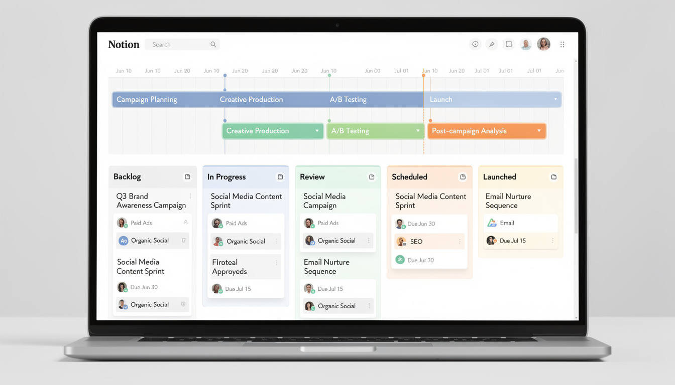 découvrez comment utiliser notion pour piloter efficacement votre marketing, organiser vos projets, suivre vos campagnes et améliorer la collaboration au sein de votre équipe.